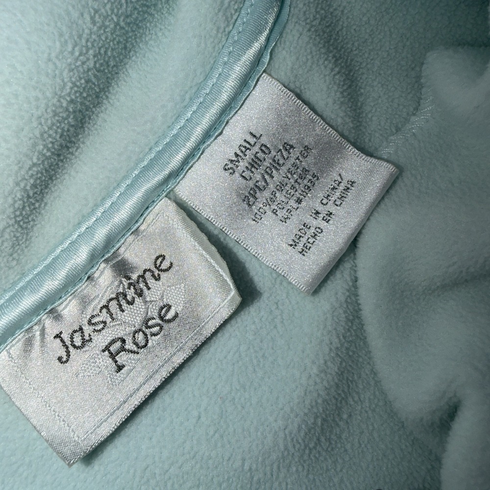 Jasmine Rose Pale Blue Fleece Bed Jacket Zip Front & Matching Lounge Pants Small - Picture 3 of 11